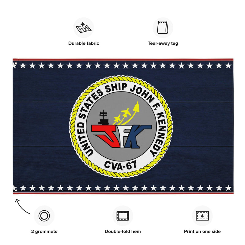 Patriotic USS John F. Kennedy (CVA-67) Ship's Crest Emblem Wall Flag
