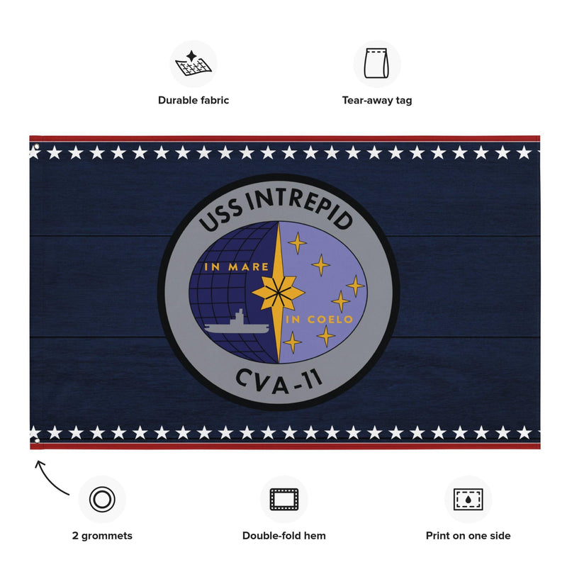 Patriotic USS Intrepid (CVA-11) Ship's Crest Emblem Wall Flag