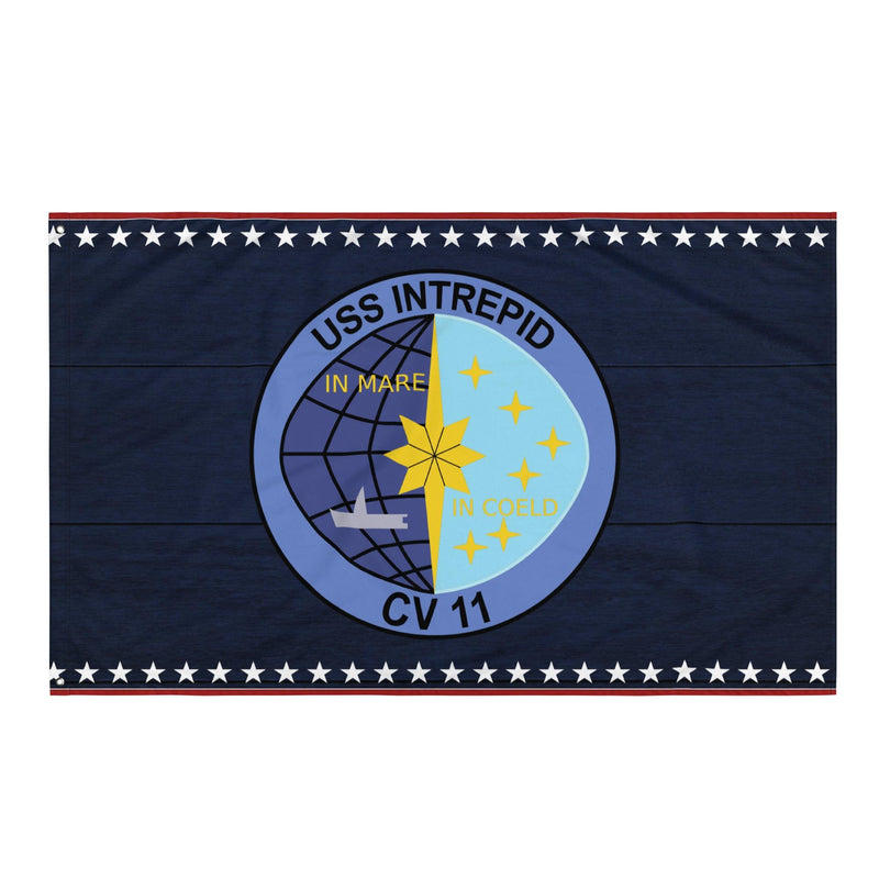 Patriotic USS Intrepid (CV-11) Ship's Crest Emblem Wall Flag
