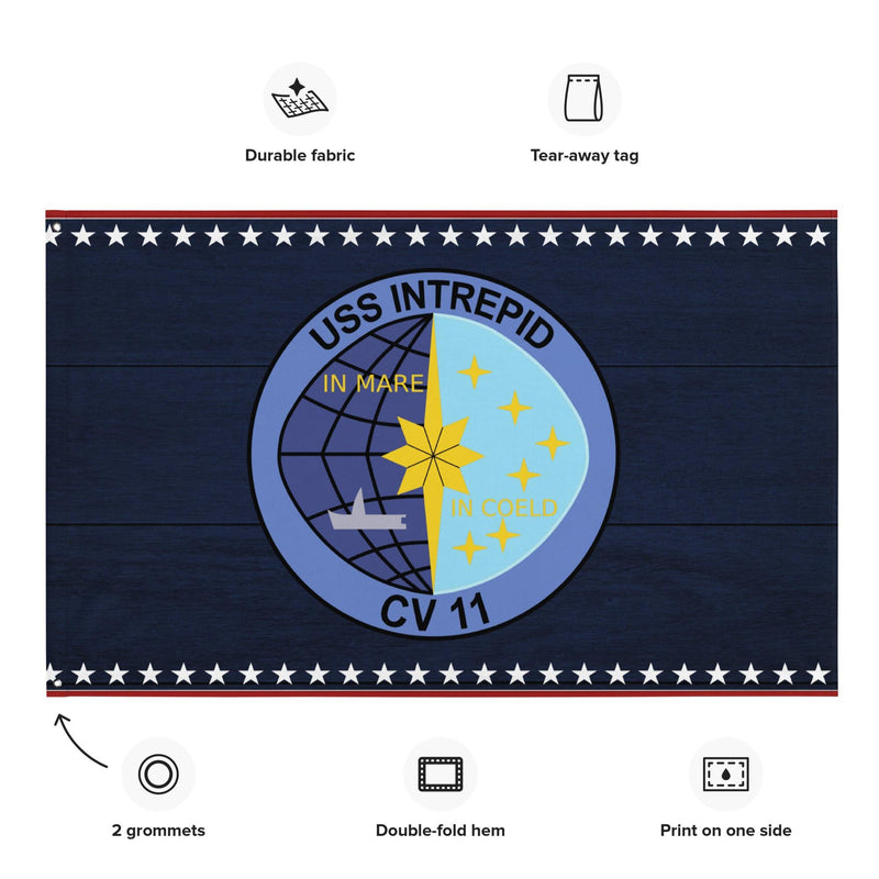 Patriotic USS Intrepid (CV-11) Ship's Crest Emblem Wall Flag