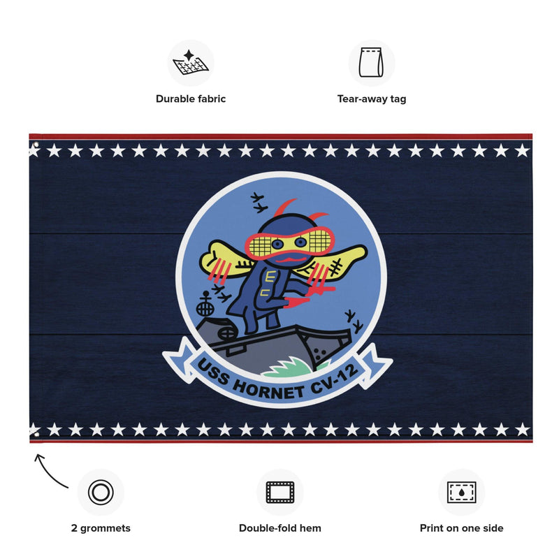 Patriotic USS Hornet (CV-12) Ship's Crest Emblem Wall Flag