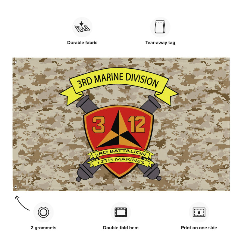 3/12 Marines MARPAT Camo USMC Flag