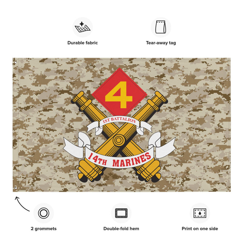 1/14 Marines Unit Emblem MARPAT Camo Flag