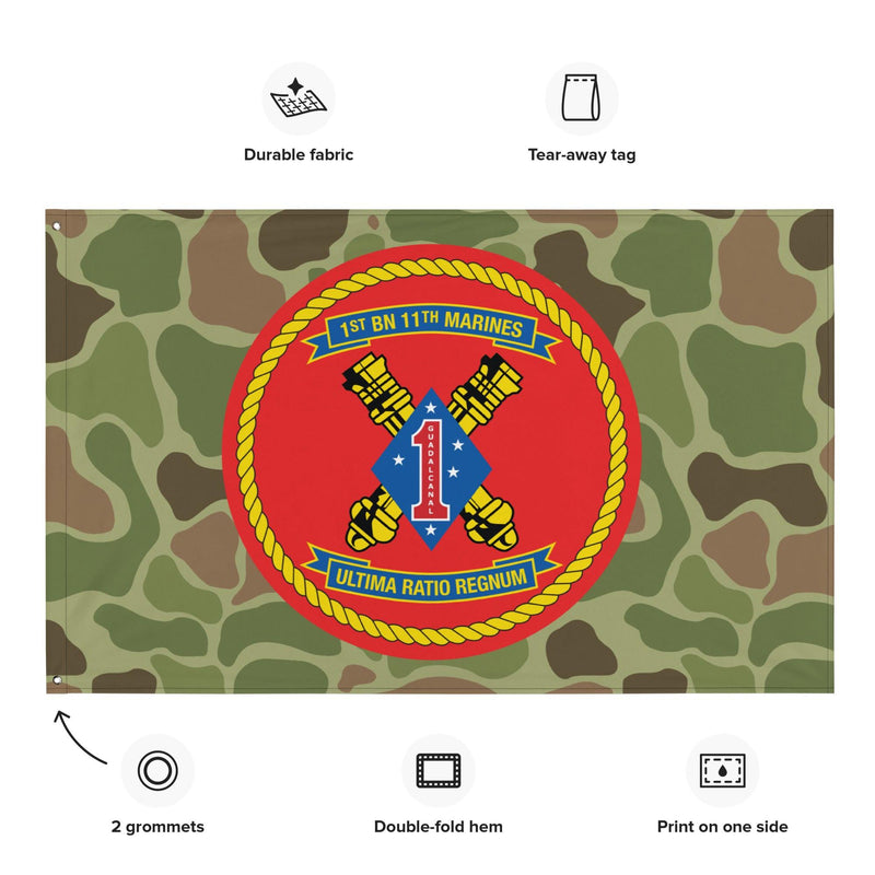 1/11 Marines Unit Emblem Frogskin Camo Flag