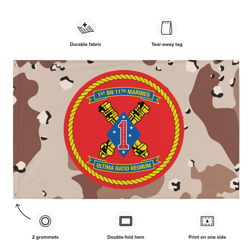 1/11 Marines Unit Emblem Chocolate-Chip Camo Flag