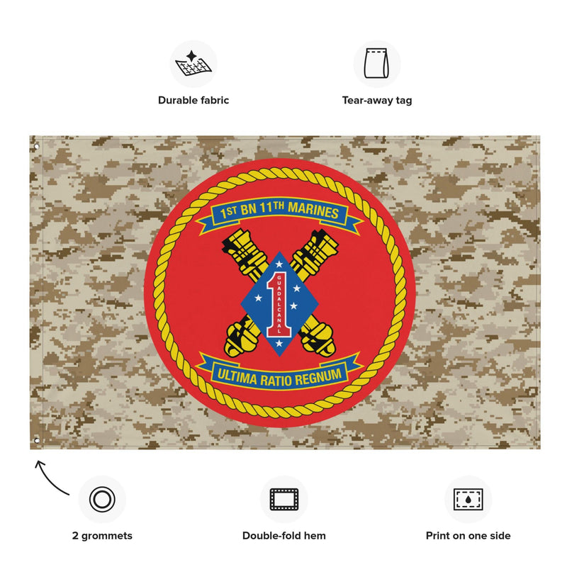 1/11 Marines Unit Emblem MARPAT Camo Flag