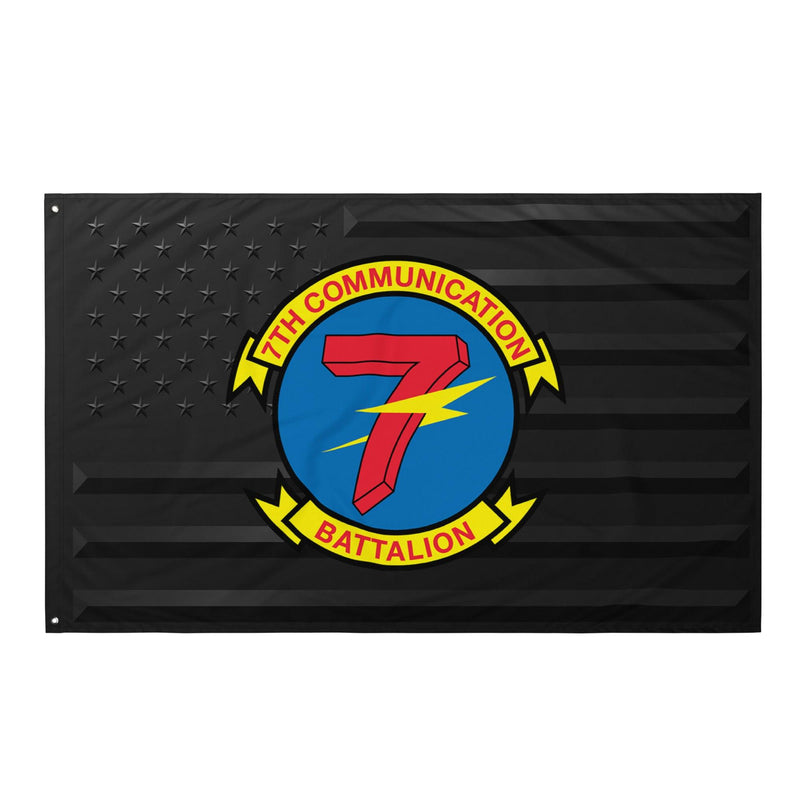7th Communication Battalion USMC Black American Flag