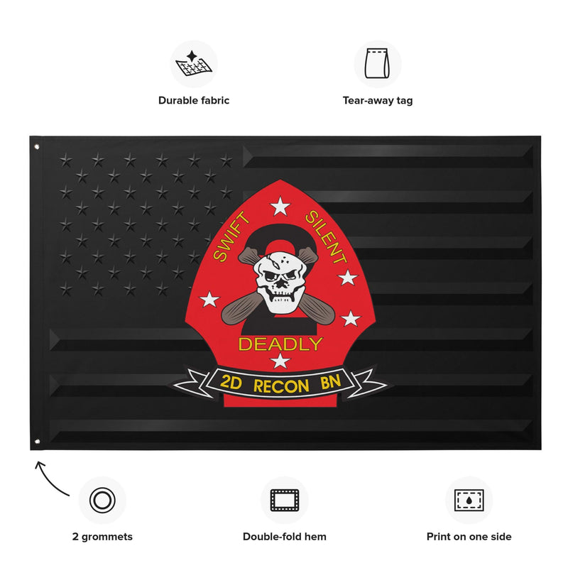 2d Recon Bn USMC Black American Flag