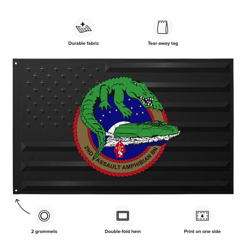 2nd AABn USMC Black American Flag