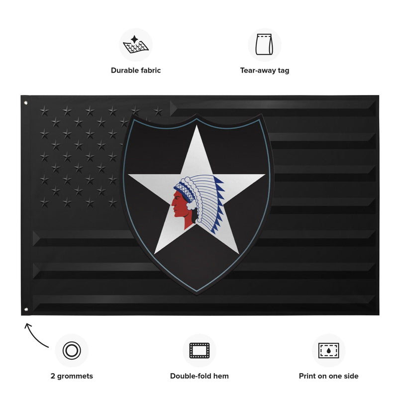 U.S. Army 2nd Infantry Division Black American Flag