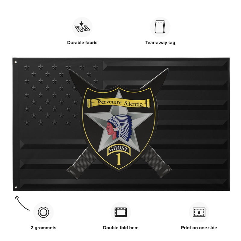 1st SBCT 2d ID "Ghost Brigade" Black American Flag