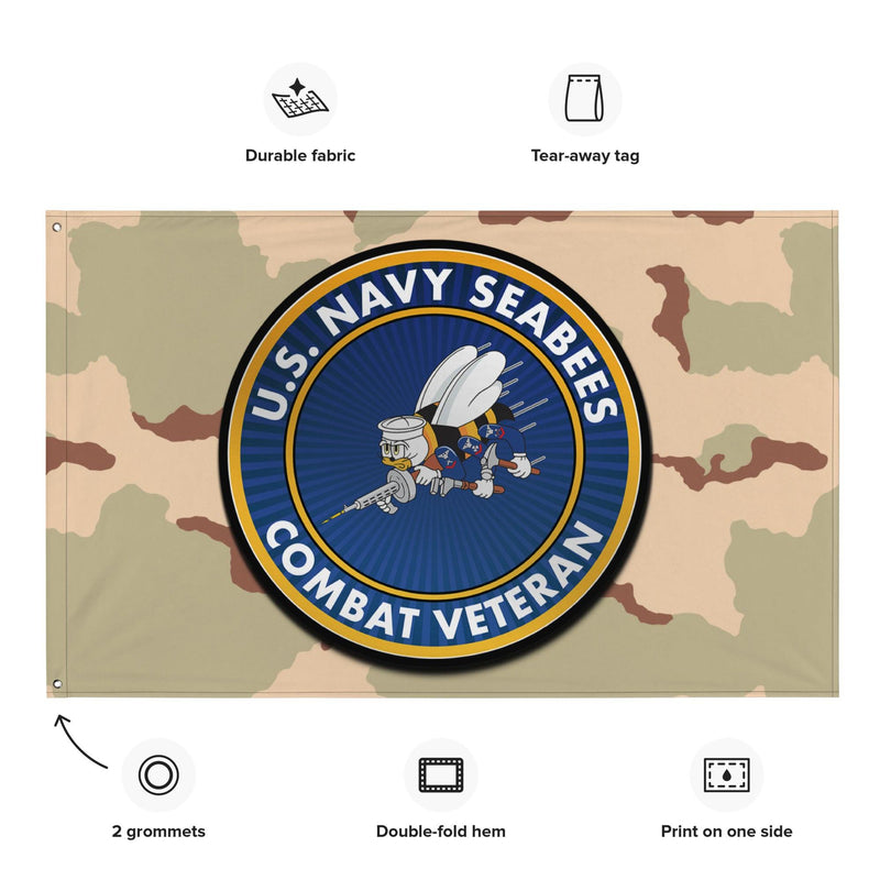 U.S. Navy Seabees Combat Veteran DCU Camo Flag