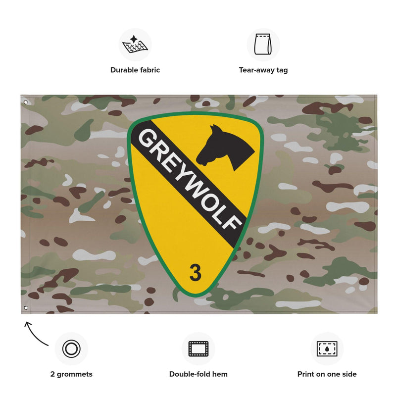 3rd BCT, 1st Cavalry Division 'GreyWolf' Multicam Flag