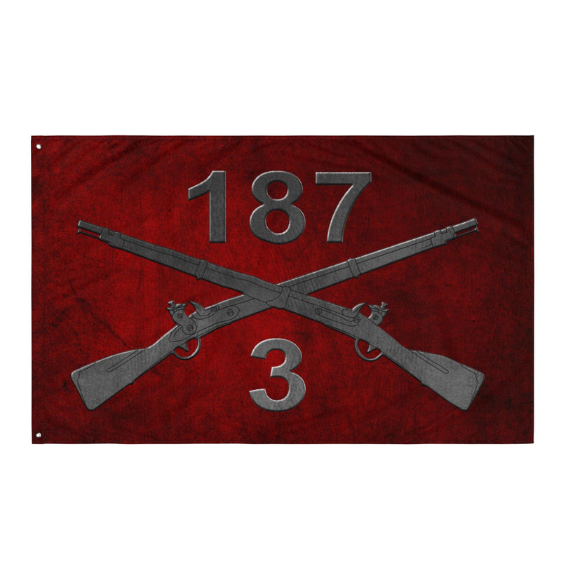 3-187 Infantry Regiment Crossed Rifles Wall Flag