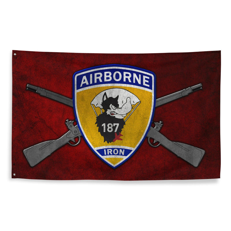 3-187 Iron Rakkasans Crossed Rifles Flag