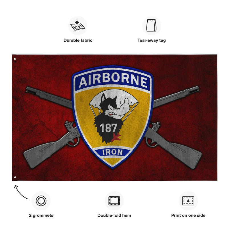 3-187 Iron Rakkasans Crossed Rifles Flag