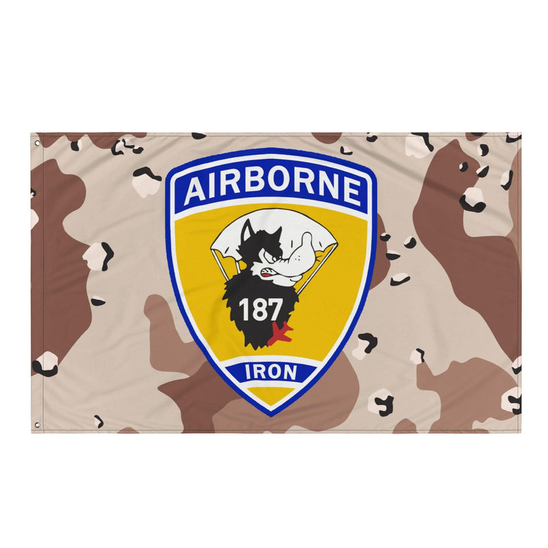 3-187 Infantry Iron Rakkasans Chocolate-Chip Camo Wall Flag