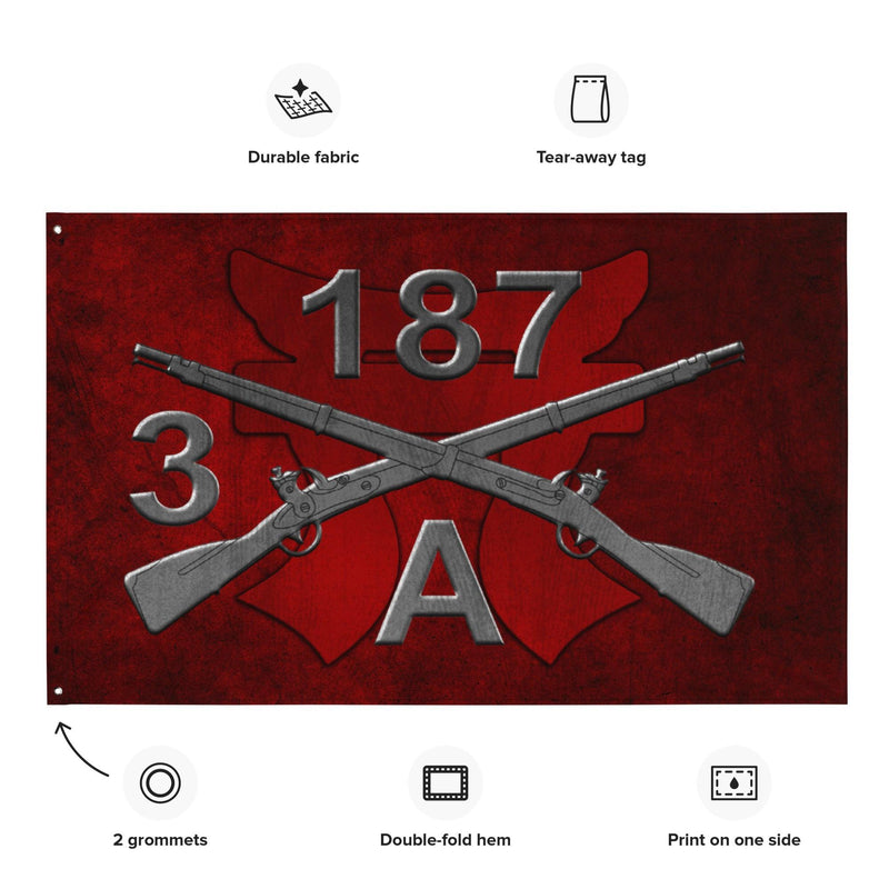 A Company 3-187 Infantry Iron Rakkasans Torii Wall Flag