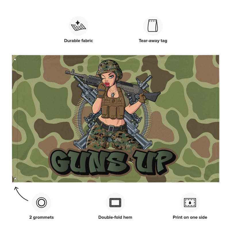 Yesi Pin-Up Girl x Guns Up! USMC 0331 Machine Gunner Flag