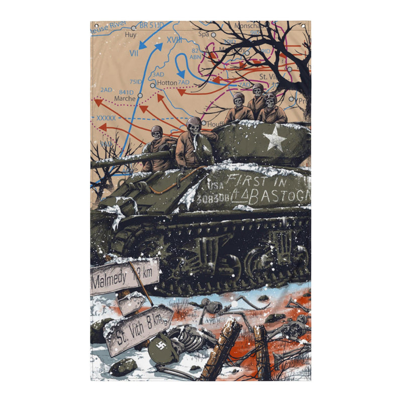 First in Bastogne - U.S. Army Cobra King WW2 Flag
