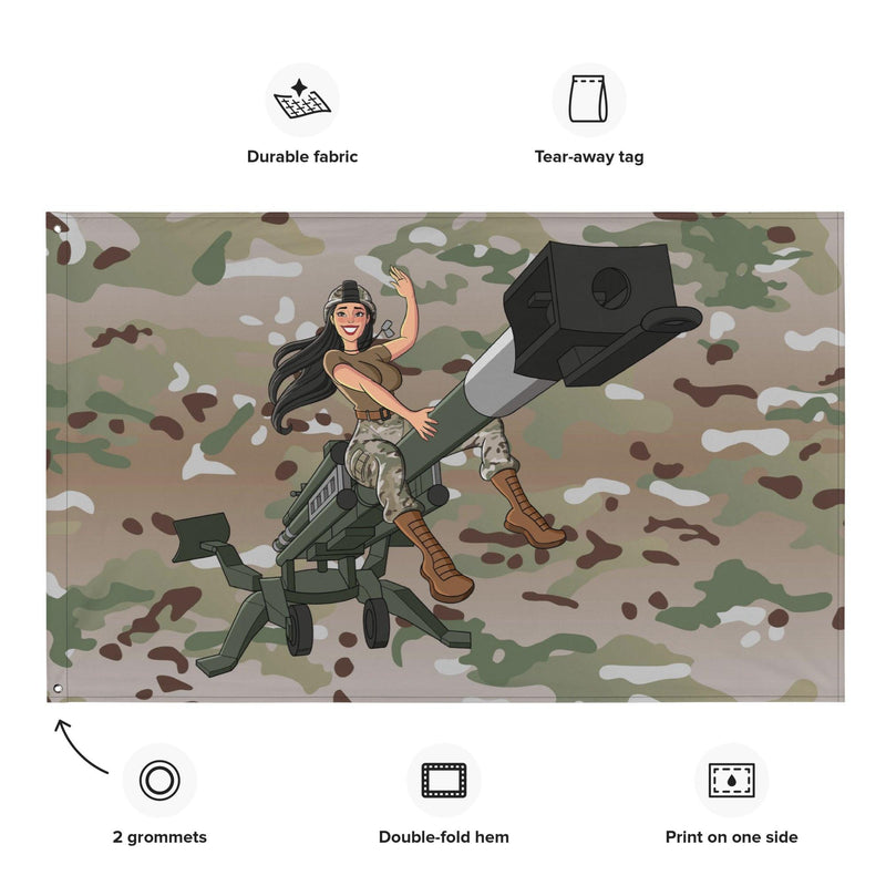 U.S. Army Field Artillery Howitzer Pin-Up Girl OCP Flag