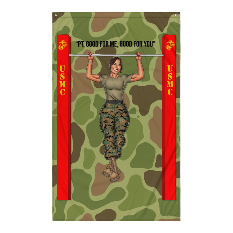 USMC Pin-Up Girl Ari Moto PT Vertical Wall Flag