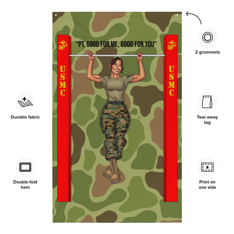 USMC Pin-Up Girl Ari Moto PT Vertical Wall Flag