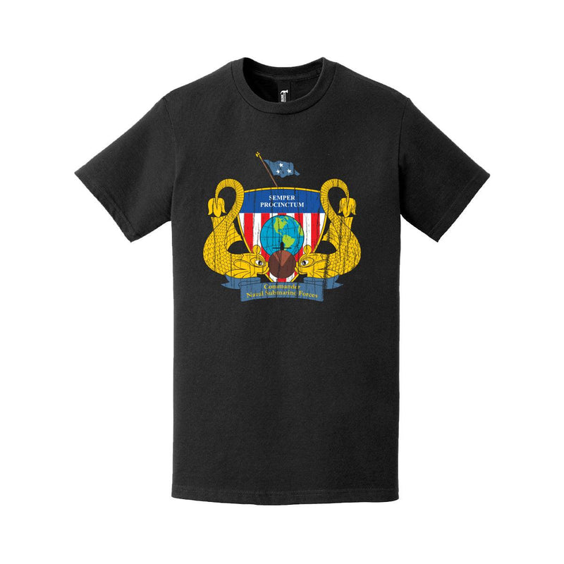 Distressed COMNAVSUBFOR Logo Emblem Chest T-Shirt