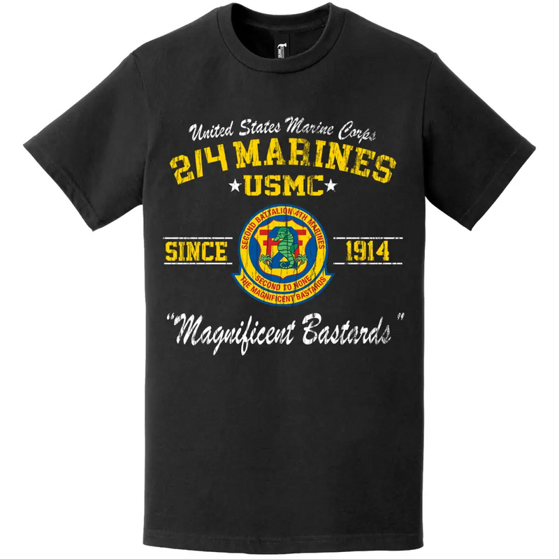 Distressed 2/4 Marines Since 1914 USMC Unit Legacy T-Shirt