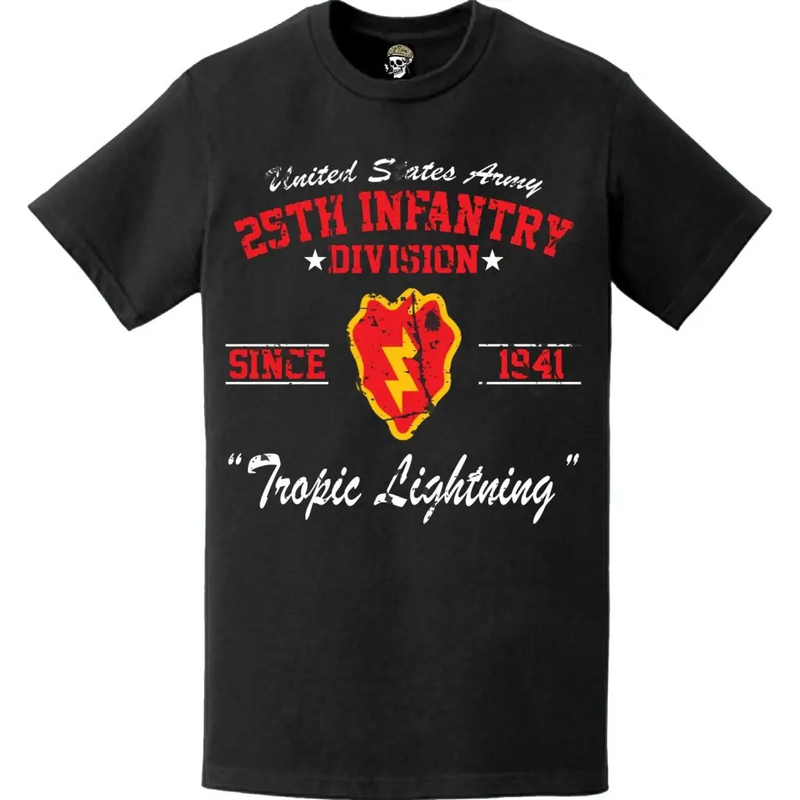 第25歩兵師団「熱帯の稲妻」1941年以来の米陸軍部隊のレガシーTシャツ(ダメージ加工)