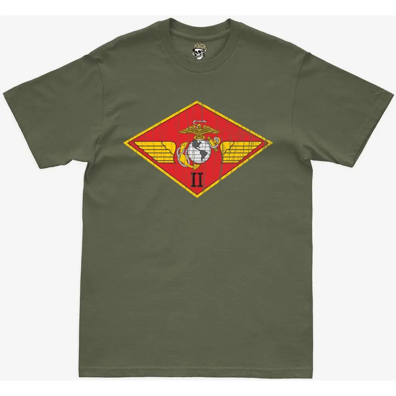 Distressed 2nd MAW Logo Military Green T-Shirt