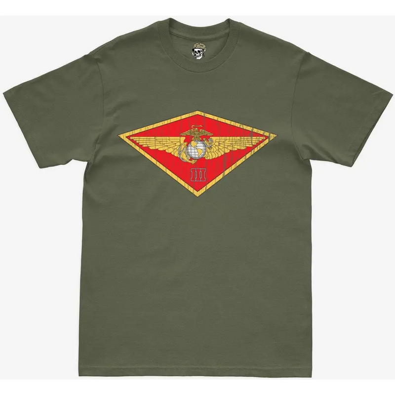 Distressed 3rd MAW Logo Military Green T-Shirt