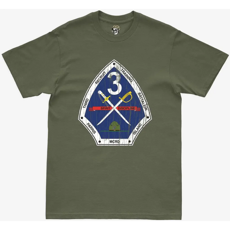Distressed 3rd Recruit Training Battalion (3rd RTB) Military Green T-Shirt