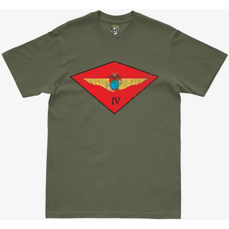 Distressed 4th MAW Logo Military Green T-Shirt
