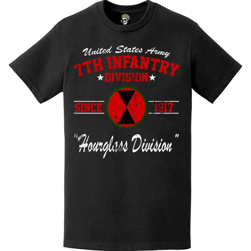 Distressed 7th Infantry Division (7th ID) 'Hourglass' Since 1917 Unit Legacy T-Shirt