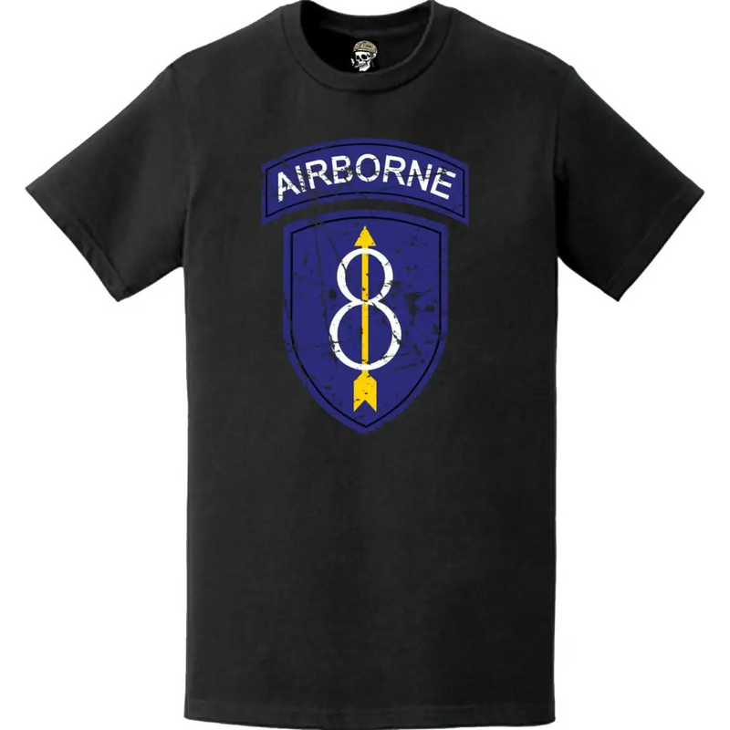 Distressed 8th Infantry Division (8th ID) Airborne Tab SSI Logo T-Shirt