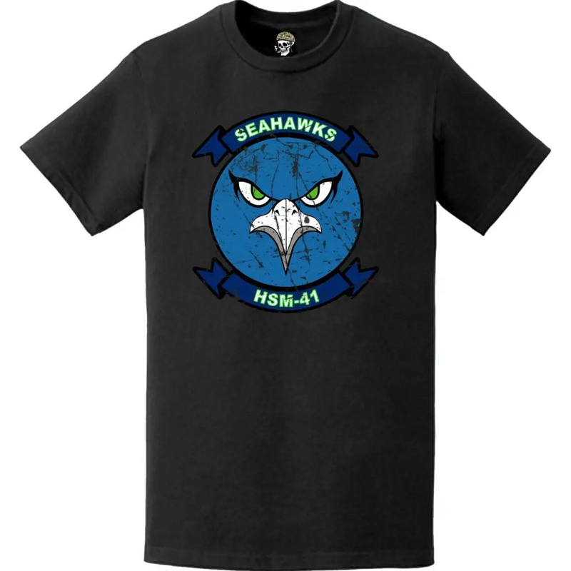 Distressed HSM-41 "Seahawks" Logo Emblem T-Shirt