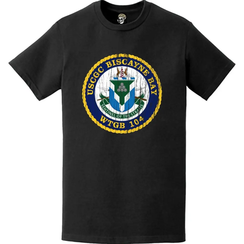 Distressed USCGC Biscayne Bay (WTGB-104) Ship's Crest Emblem Logo T-Shirt
