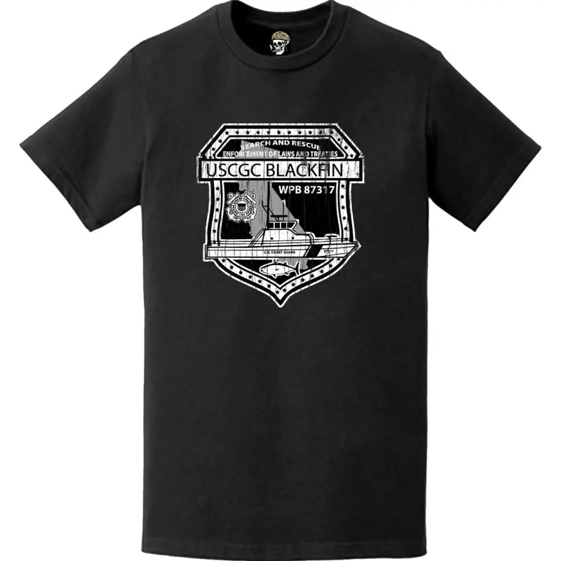Distressed USCGC Blackfin (WPB-87317) Ship's Crest Emblem Logo T-Shirt