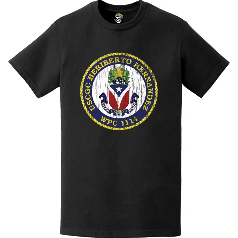 Distressed USCGC Heriberto Hernandez (WPC-1114) Ship's Crest Emblem Logo T-Shirt