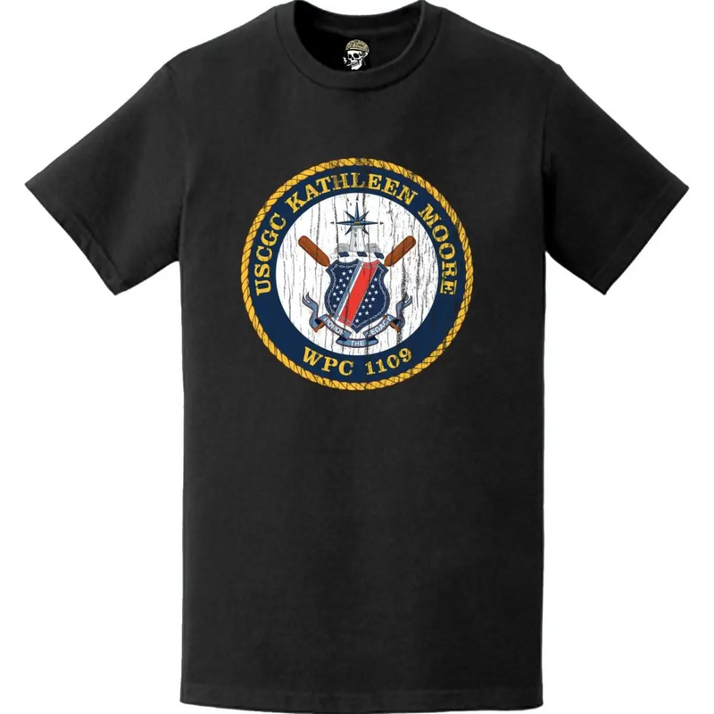 Distressed USCGC Kathleen Moore (WPC-1109) Ship's Crest Emblem Logo T-Shirt