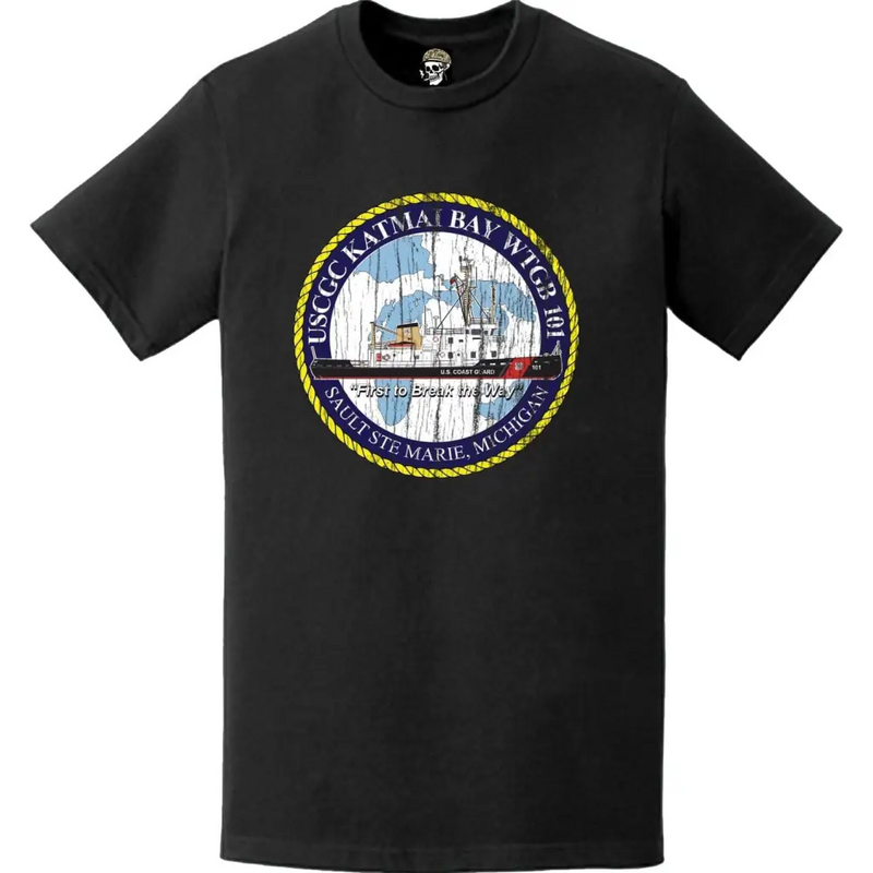 Distressed USCGC Katmai Bay (WTGB-101) Ship's Crest Emblem Logo T-Shirt