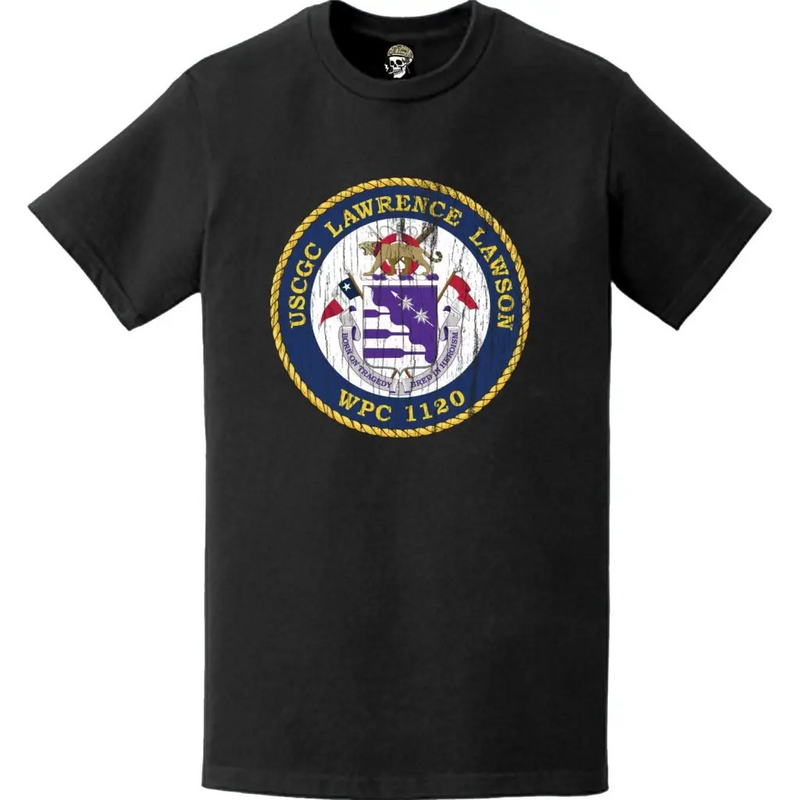 Distressed USCGC Lawrence Lawson (WPC-1120) Ship's Crest Emblem Logo T-Shirt