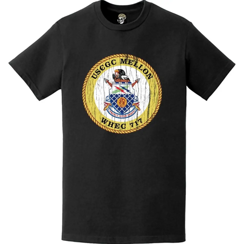 Distressed USCGC Mellon (WHEC-717) Ship's Crest Emblem Logo T-Shirt