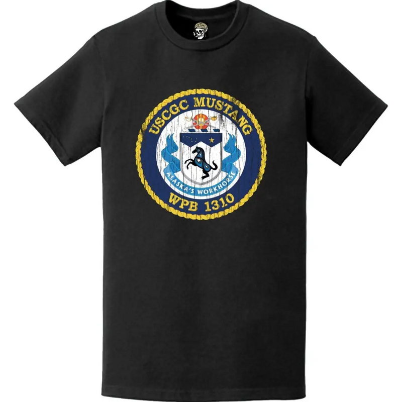 Distressed USCGC Mustang (WPB-1310) Ship's Crest Emblem Logo T-Shirt