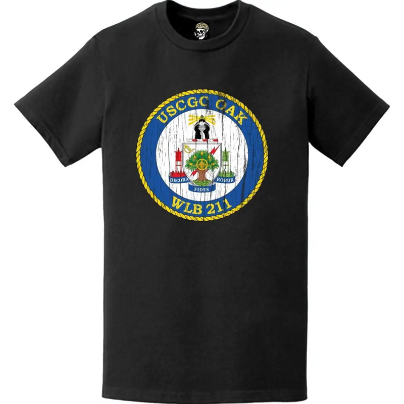 Distressed USCGC Oak (WLB-211) Ship's Crest Emblem Logo T-Shirt