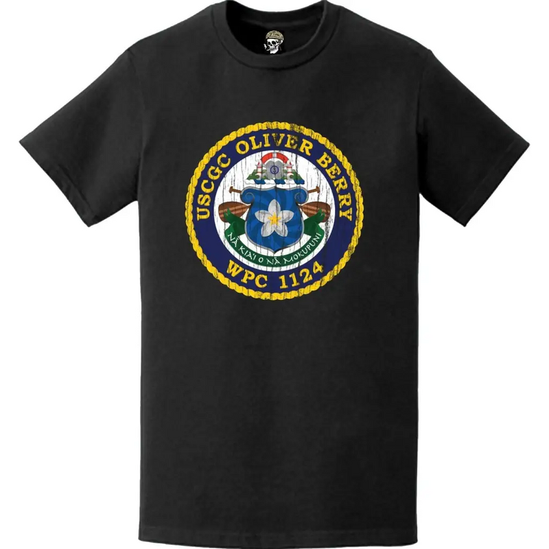 Distressed USCGC Oliver Berry (WPC-1124) Ship's Crest Emblem Logo T-Shirt