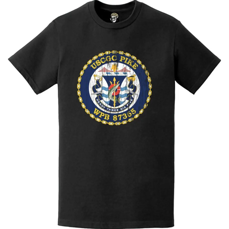 Distressed USCGC Pike (WPB-87365) Ship's Crest Emblem Logo T-Shirt