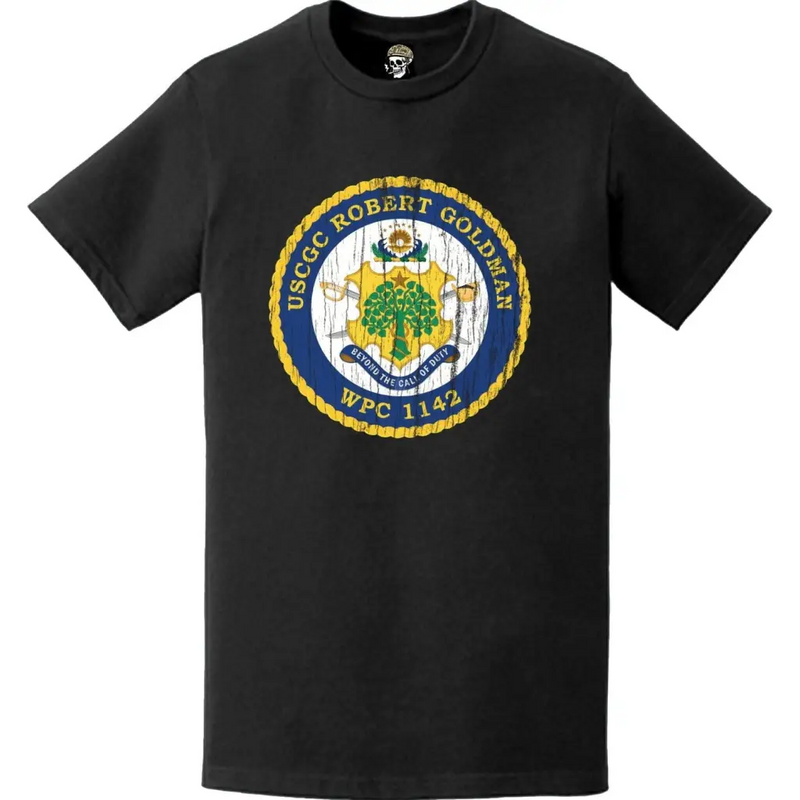 Distressed USCGC Robert Goldman (WPC-1142) Ship's Crest Emblem Logo T-Shirt