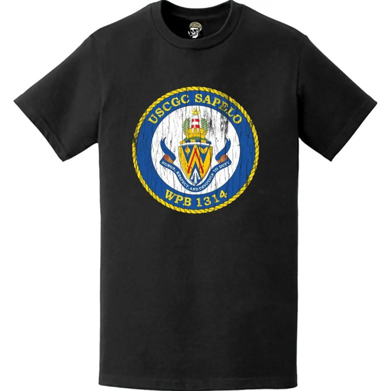 Distressed USCGC Sapelo (WPB-1314) Ship's Crest Emblem Logo T-Shirt